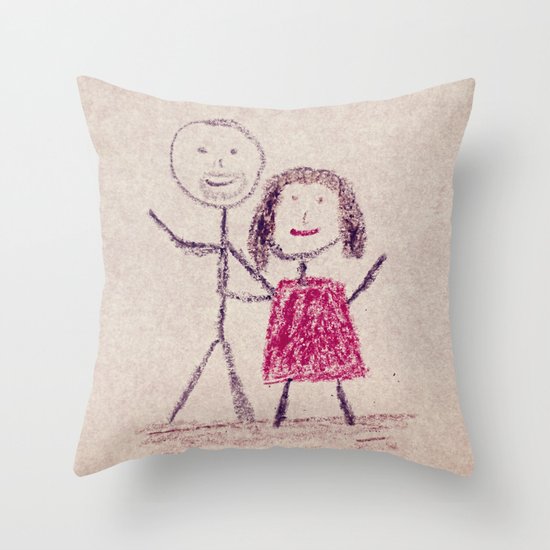 CRAYON LOVE: Boy meets Girl Throw Pillow