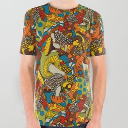 70s psychedelic mushroom All Over Graphic Tee