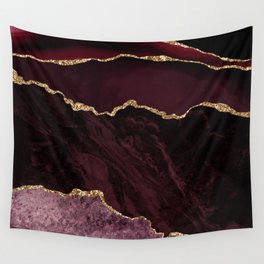 Burgundy & Gold Agate Texture 02 Wall Tapestry