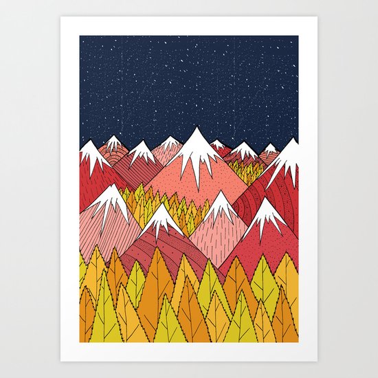 The mountains in the forest Art Print