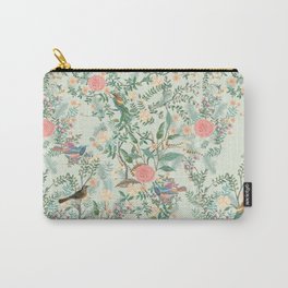 Chinoiserie Mint Green Pink Fresco Floral Garden Oriental Botanical  Carry-All Pouch | Birds, Flowers, Chinoiserie, Antique, Botanical, Trees, Chinese, Watercolor, Nature, Japanese 