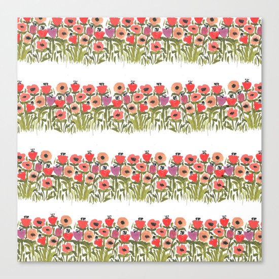 Flower stripe garden Canvas Print