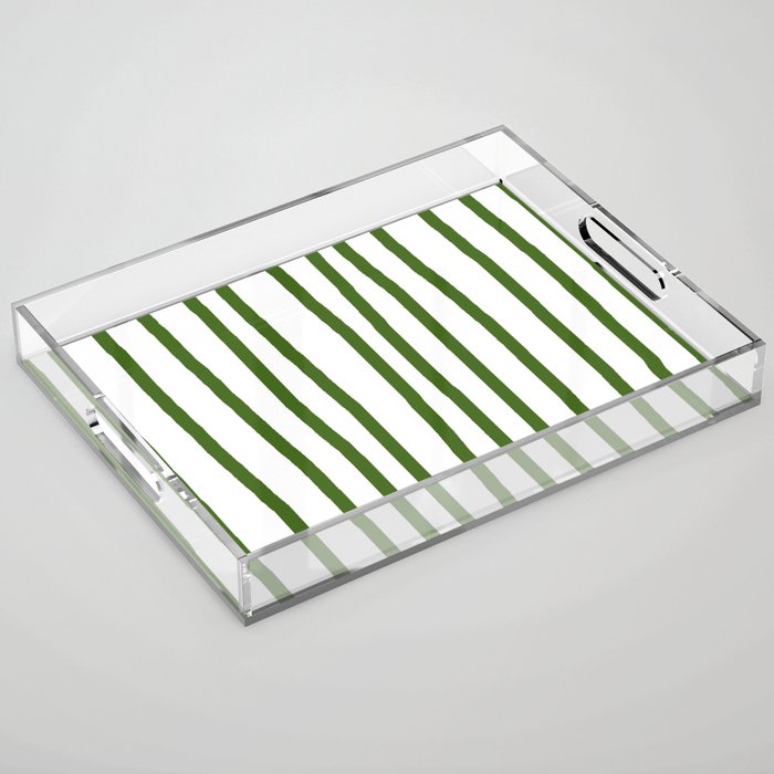 Simply Drawn Vertical Stripes in Jungle Green Acrylic Tray