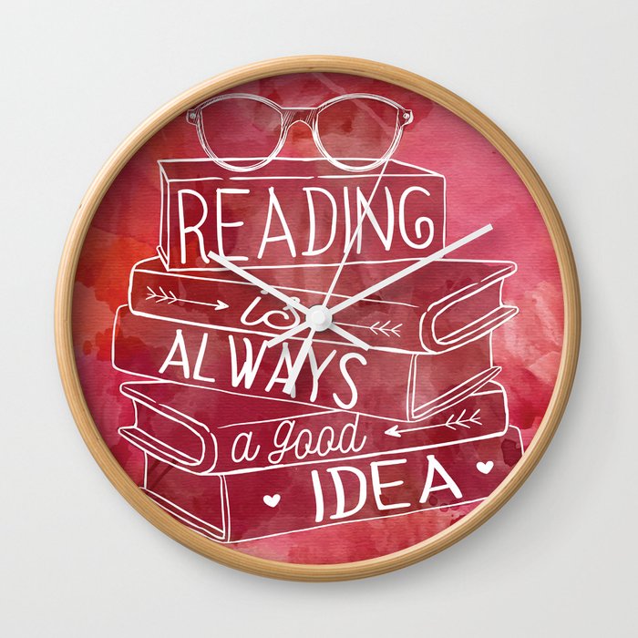 Reading is Always a Good Idea - Red Wall Clock