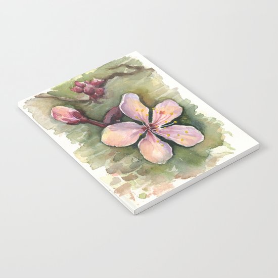 Cherry Blossom Watercolor Painting | Spring Flowers Notebook