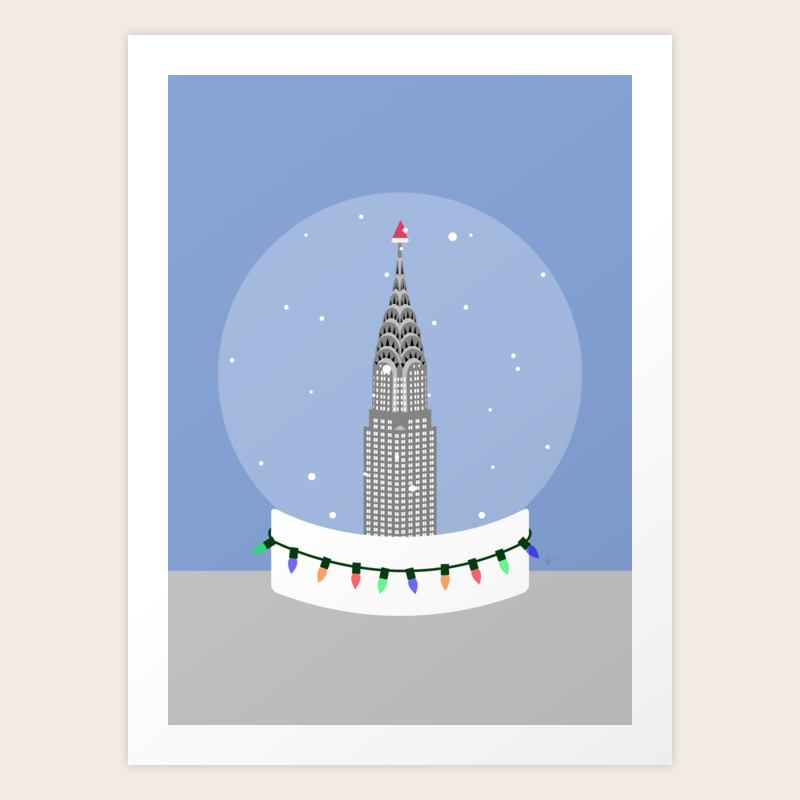 New York City Nyc Christmas Snow Globe Art Print By Carrielymandesigns Society6