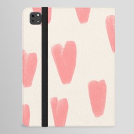 Feminine Blush Hearts, Hand-Drawn Valentine Pattern iPad Folio Case