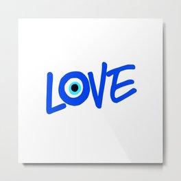 LOVE Greek Eye Design Metal Print | Luck, Evil Eye, Romance, Love, Symbol, Bridgetsbeachhouse, Folklore, White, Romantic, Wedding 