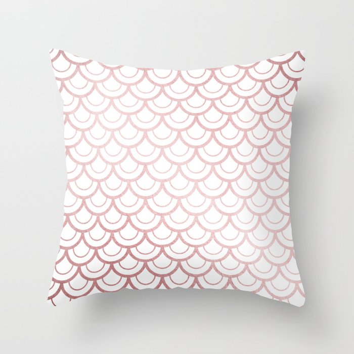 Simply Mermaid Scales in Rose Gold Sunset Throw Pillow