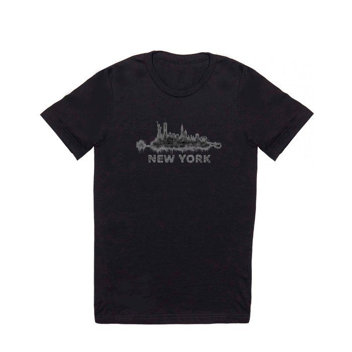 NY New York City Skyline NYC Black-White Watercolor art T Shirt