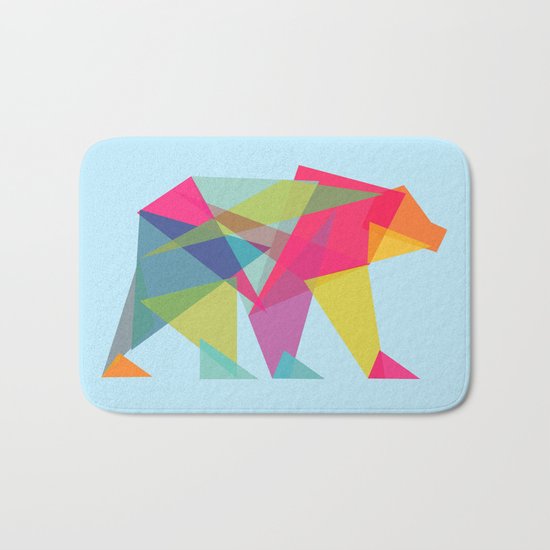 Fractal Bear - neon colorways Bath Mat
