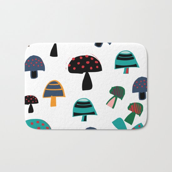 Cute Mushroom white Bath Mat