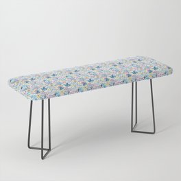 Whimsical Blue Summer Tropical Wildflowers Bench