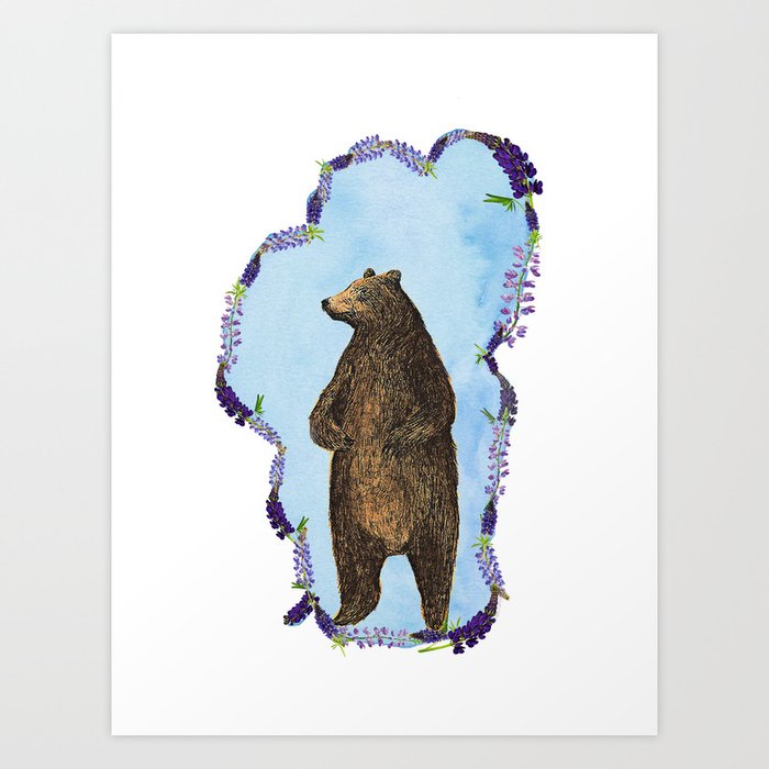 Tahoe Lupine Bear Art Print