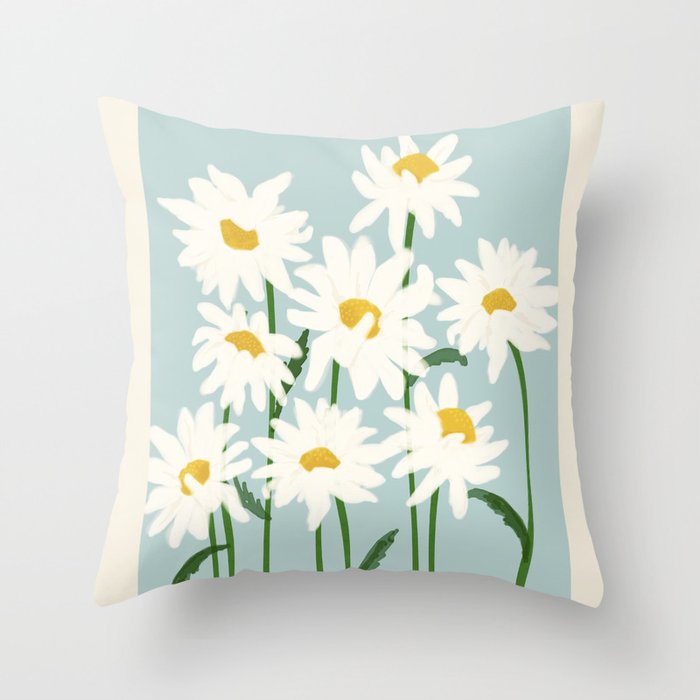 Flower Market - Oxeye daisies Throw Pillow