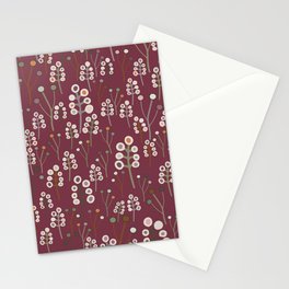 Abstract red winter berries branches pattern Stationery Card