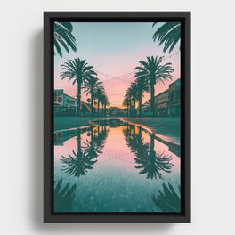 Palm Reflection | Hermosa Beach California Framed Canvas
