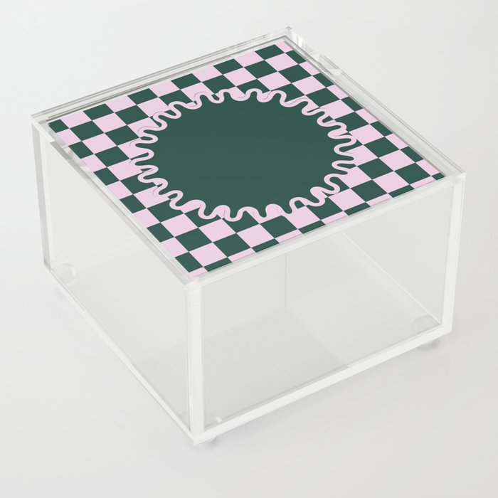 Checkerboard - Round Wavy Lines Acrylic Box