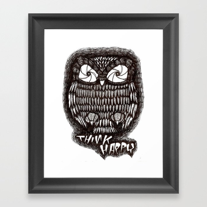 'Think Happy Owl' Framed Art Print