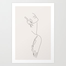 Abstract Woman Portrait In Line Art Style Art Print