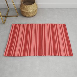 [ Thumbnail: Red and Light Coral Colored Striped/Lined Pattern Rug ]