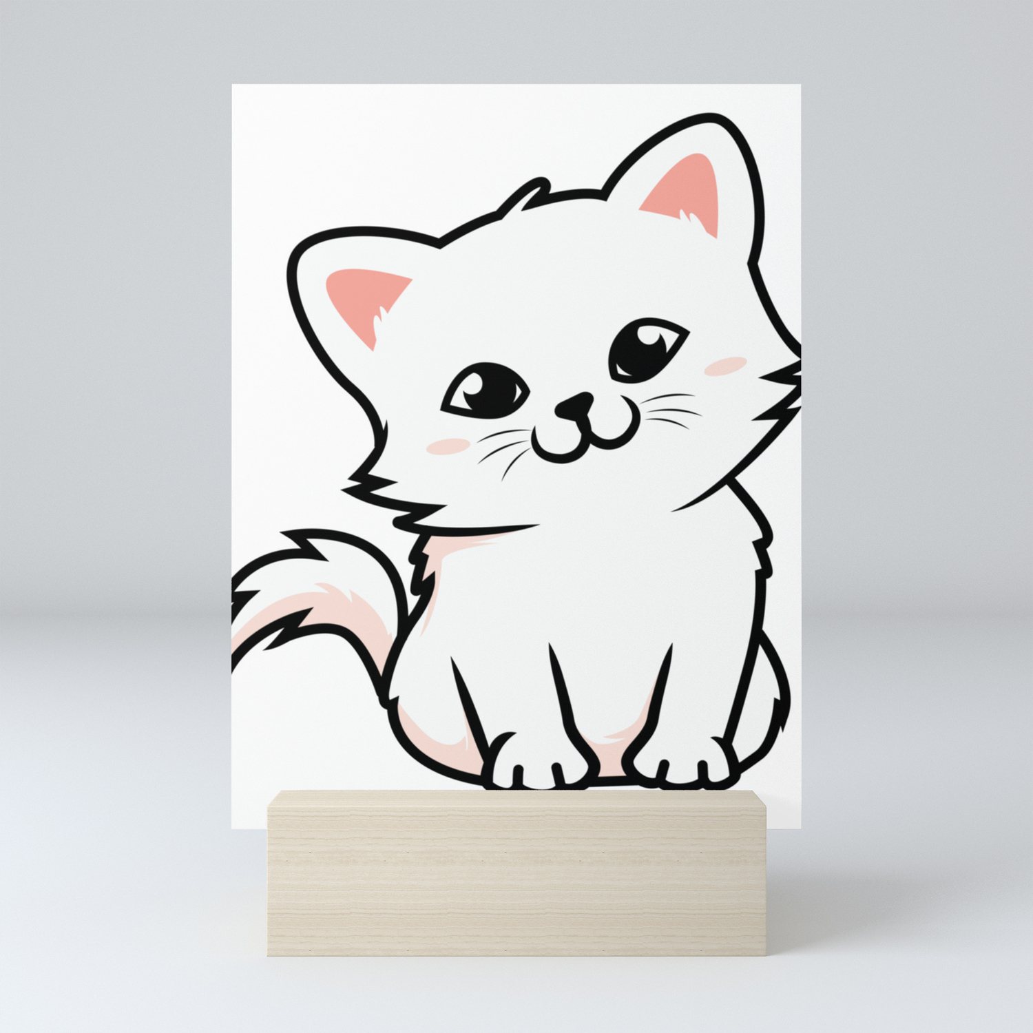 Cartoon Cat White Cat Illustration Mini Art Print by McCaff Designs |  Society6