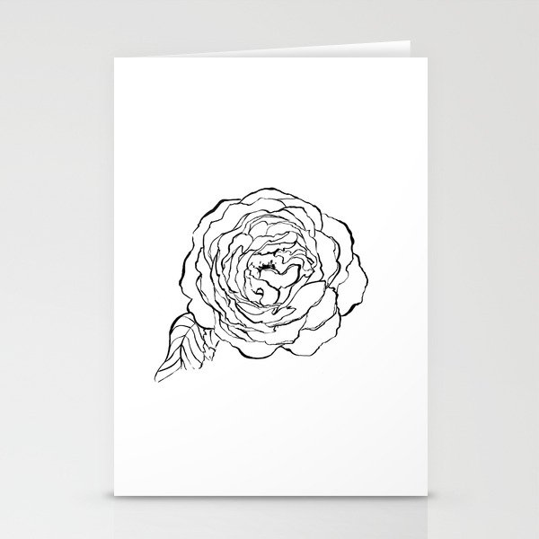 Rose Ink Drawing Stationery Cards