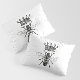 Queen Bee No. 1 | Vintage Bee with Crown | Black and White | Pillow Sham