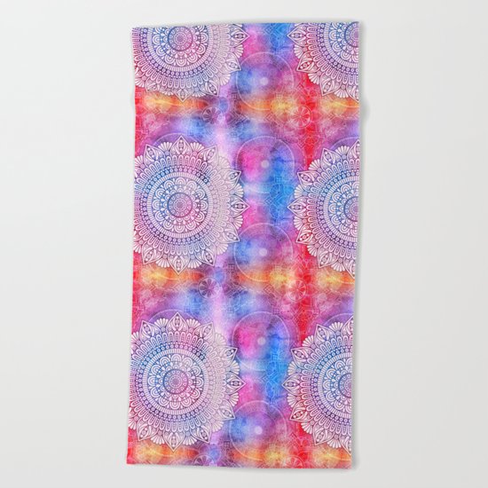 Modern Abstract Mandala Flower Beach Towel