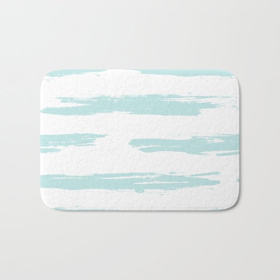 Swipe Stripe Succulent Blue and White Bath Mat