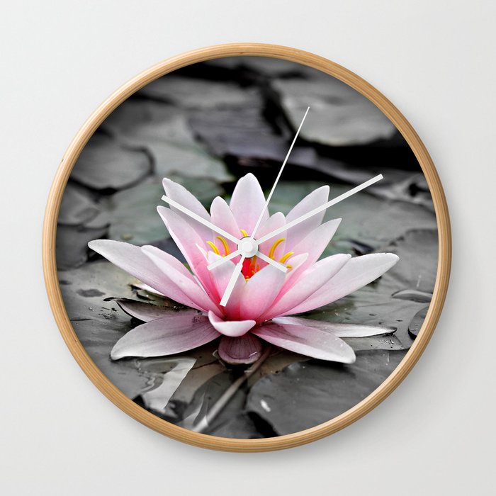 Pink Lotus Flower Waterlily Wall Clock