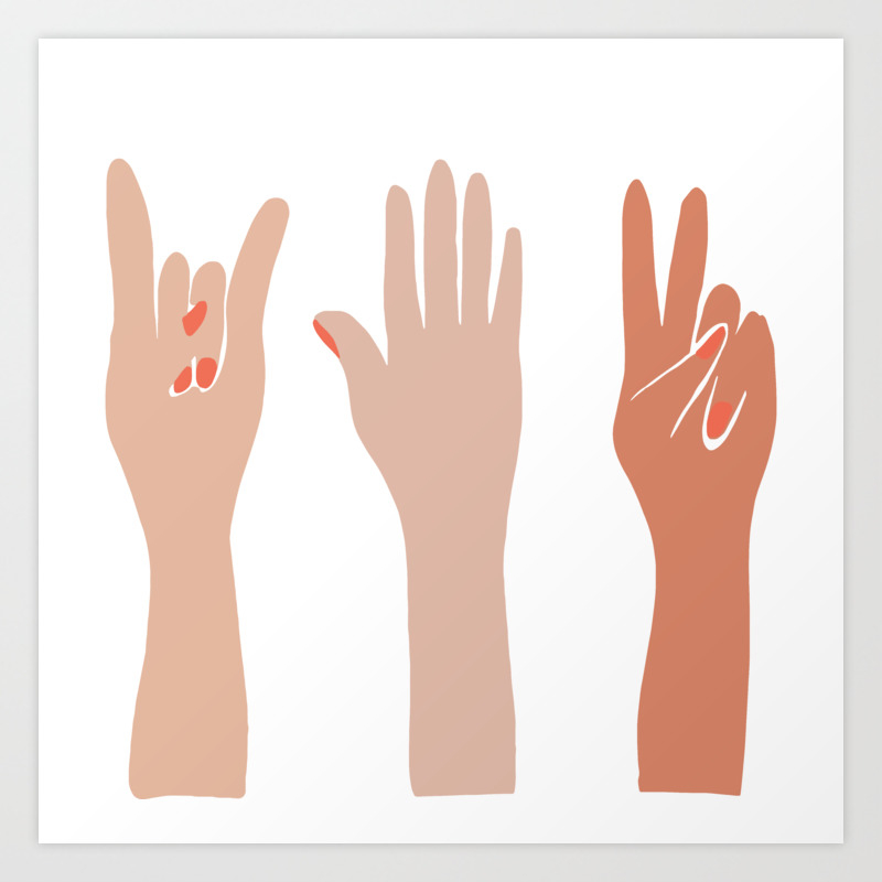 Hand Signs Female Abstract Graphic Design Art Print By Junkydotcom