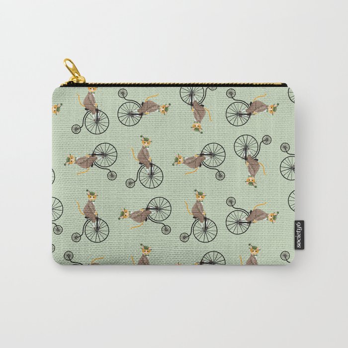 Dandy Cat on a Penny Farthing Bicycle Carry-All Pouch