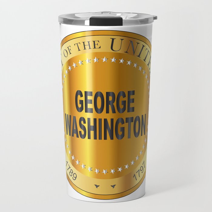 George Washington Gold Metal Stamp Travel Mug