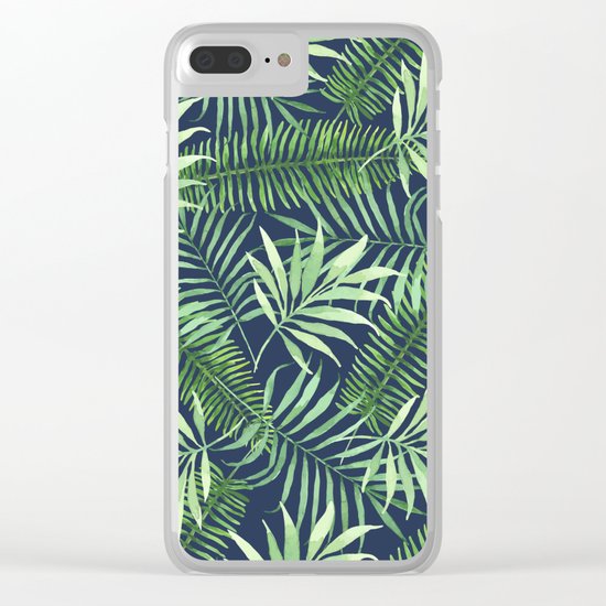 Tropical Branches on Dark Pattern 04 Clear iPhone Case