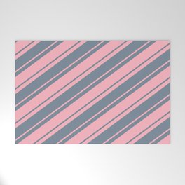 [ Thumbnail: Light Pink & Light Slate Gray Colored Lines Pattern Welcome Mat ]