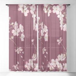 Cherry Flower Blossoms - Floral Home Design Sheer Curtain