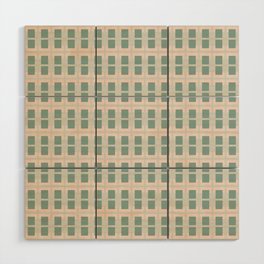 80s Mid Century Rectangles Sage Green Wood Wall Art