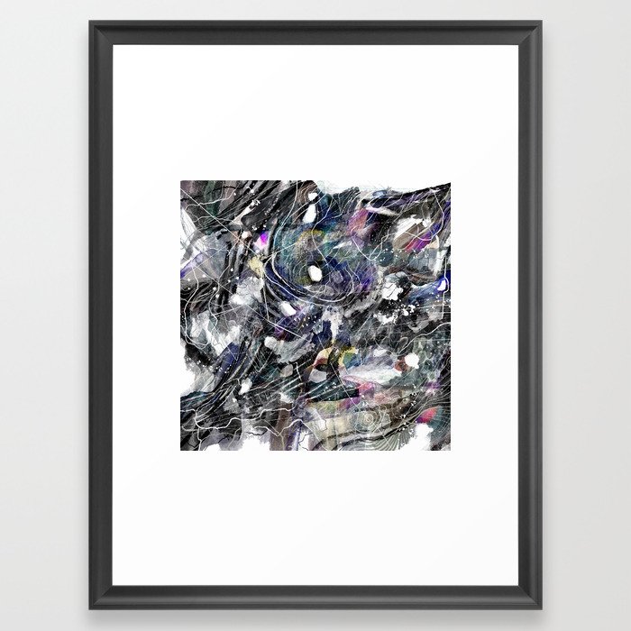 Abstract Map Black Framed Art Print