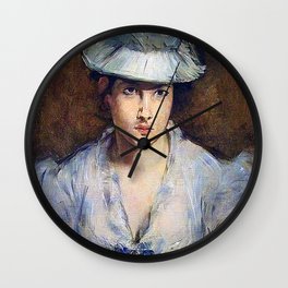 Young Woman in White by Edouard Manet Wall Clock