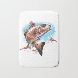 Redfish Bath Mat | Saltlife, Drawing, Fish, Shrimp, Redfish, Realisticredfish, Animal, Water, Saltwater, Realisticdrawing 