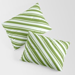 [ Thumbnail: Mint Cream and Green Colored Stripes Pattern Pillow Sham ]