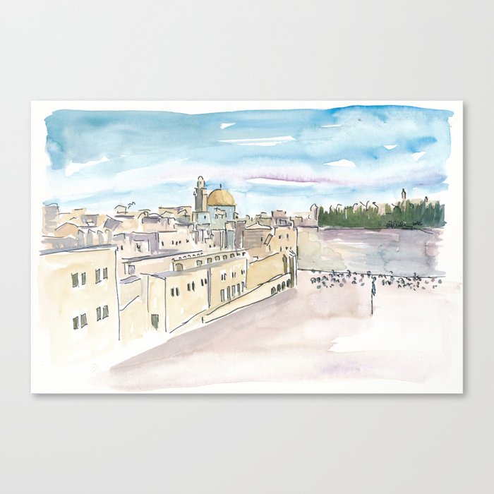 Jerusalem Temple Mount With Western Wall Canvas Print