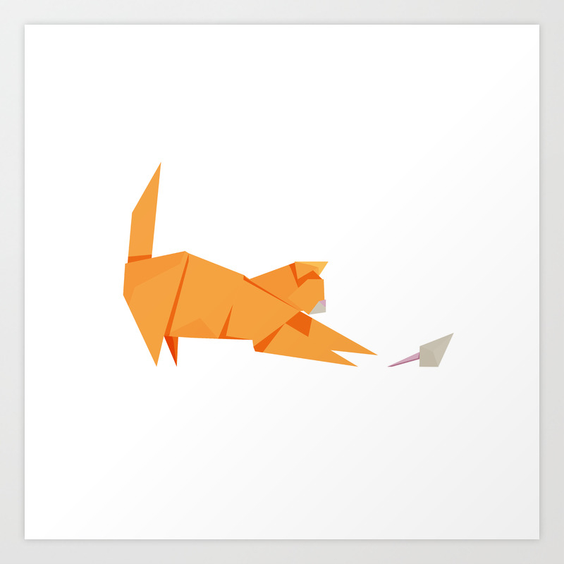 Origami Cat And Mouse Art Print By Staskhabarov Society6
