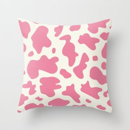 Pink Cow Pattern Throw Pillow