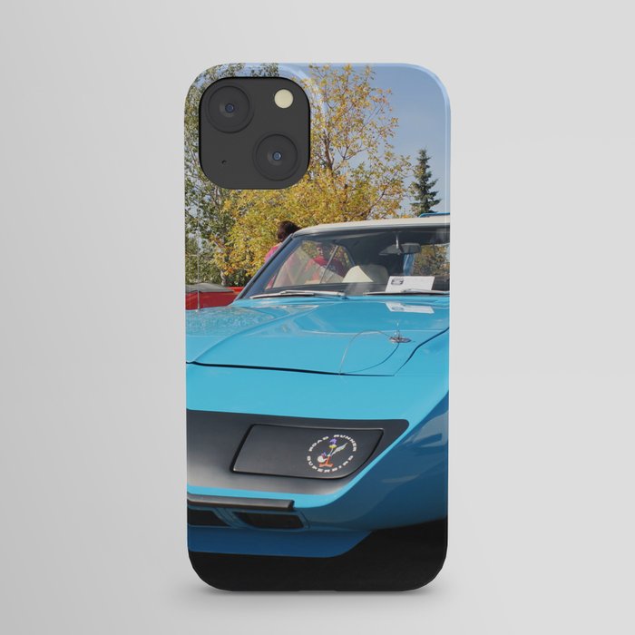 Vintage Superbird American Classic Muscle racing car transportation automobiles color photograph / photography B5 blue poster posters iPhone Case