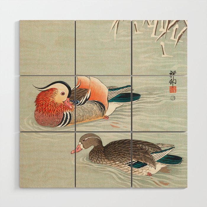 Ohara Koson, Couple Of Ducks Swimming In Lake - Vintage Japanese Woodblock Print Wood Wall Art