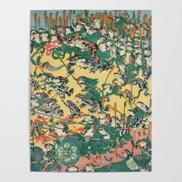 Fashionable Battle of Frogs by Kawanabe Kyosai, 1864 Poster