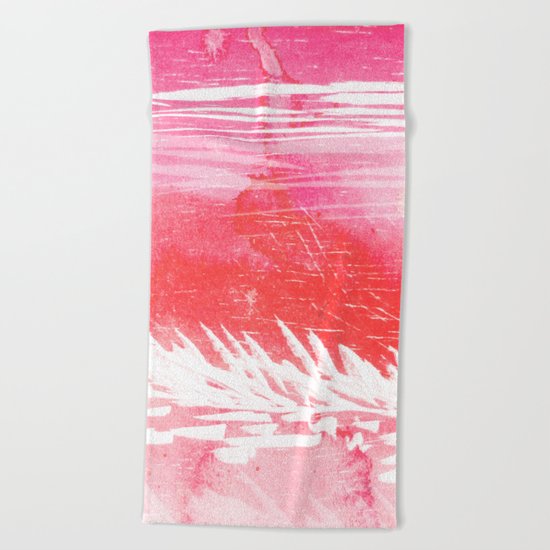 Pink Landscape Beach Towel