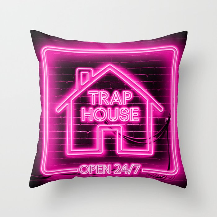 Trap House Neon Throw Pillow